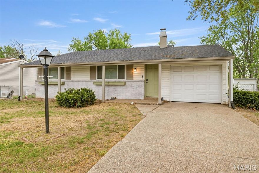 This beautifully renovated Ranch home has so much to offer! Located in one of the best locations in St. Charles County at the junction of Highways 40/61 and 70. This location gets you anywhere with ease and convenience!  Beautiful hardwood flooring throughout the main level, living room fireplace and a completely remodeled eat in kitchen with newer cabinetry, flooring, appliances, fixtures and high end finishes making this home ready to call home. The newer windows and 30 year roof installed in 2024 are just some of the many improvements this charming home offers you. Three generously sized bedrooms, covered back patio and fully fenced backyard offer plenty of space for everyone! Great Schools, shopping, library and parks are within minutes of your front door. Completely move in ready - this one won't last long! Offers due Tuesday, 4/21 by 9pm with a response deadline time of Wednesday, 4/22 at 9pm.