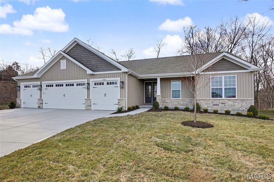 This 3 Bedroom Ranch Style Home is now completed.  Features include not only a great lot, just over an acre & in a cul-de-sac but it has a 4 Car Expanded Garage w/ 8' Tall Insulated Garage Doors.  The Home has 11' Ceilings in the Main Living areas with 9' Ceilings everywhere else.  8' Tall Interior Doors w/ Matte Black Hardware, a 60" Linear Fireplace in the Great room w/a Window Wall w/ Transoms & Laminate Floors throughout the main living areas.  The Kitchen has 42" Maple, Soft Close Cabinets w/Crown molding, Dove-tailed Drawers, Stainless Appliances, Quartz Counters, a Large Island, Can Lighting & a Huge Walk in Pantry. The Breakfast room leads you to the Covered Patio.  The Primary Bath has a 5' Marble Shower w/ Transom above, Double Bowl, Adult Hght. Vanities w/ Upgrade Counters & Moen Matte Black Faucets.  Other Features in this home Include Iron Spindles, a Double Front Door w/ 3/4 glass, Can Lighting, Rough In Plumbing for a future bath in the LL & a Fully Sodded & Landscaped Yard.