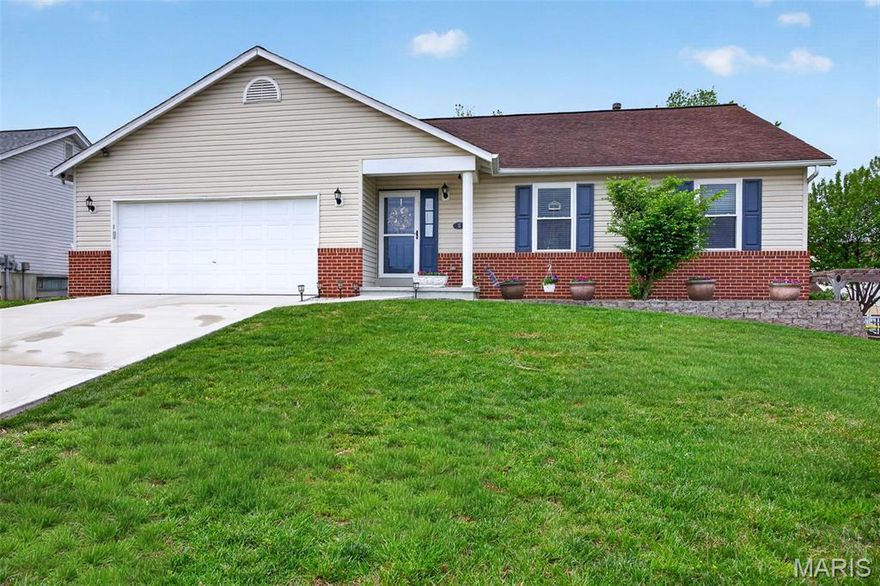 Welcome to 5 Covered Wagon Trail Ct, where comfort, space, and thoughtful updates come together in one seriously move-in ready ranch.

Inside, you’ll immediately notice the updated wood flooring in the entry, kitchen, and office, along with a warm and inviting great room featuring a wood-burning fireplace. The main level offers 3 bedrooms and 2 full bathrooms, including beautifully updated primary and guest baths completed in 2026.

The finished lower level expands your living space by over 1,000 square feet, offering two additional sleeping rooms or offices, a half bath, and a spacious recreation room with a dry bar perfect for game nights, movie marathons, or hosting friends.

Major systems have already been taken care of, including HVAC, electrical panel, appliances, and windows and sliding glass door, giving you peace of mind from day one.

Outside, the backyard is built for both relaxing and entertaining. The newer patio and vinyl fence create a private, low-maintenance space, and the hot tub stays, making it your own personal retreat year-round.

The fully insulated garage adds comfort and efficiency, and the electrical has been upgraded to support electric vehicle charging.

Located on a quiet cul-de-sac in St. Peters, close to shopping, parks, and schools, this home delivers the space you need, the updates you want, and the kind of layout that truly works for real life.