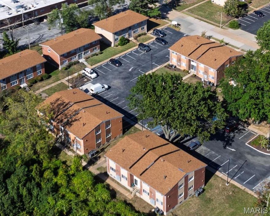 This offering presents a 32-unit multifamily investment opportunity in Florissant, Missouri, consisting of four eight-family buildings located at 4–16 Bruce Drive. Built in the 1960s, the property features one-bedroom units and is part of a larger seven-building apartment community that has undergone extensive renovations between 2023 and 2026 totaling more than $2.2 million in capital improvements. Updates include electrical system upgrades, central air installation, and modernization of building infrastructure. The property is currently 87.5% occupied and in lease-up, with rents positioned below market levels, creating a clear value-add opportunity as leases renew and units stabilize. Select units have been intentionally left vacant to accommodate showings. Market data indicates average rents of approximately $942 for comparable one-bedroom units within a three-mile radius, while nearby two-bedroom units average about $1,050 within one mile. Investors may acquire the 32-unit one-bedroom portfolio for $2,375,000 ($74,218 per unit) or purchase the entire 44-unit complex for $3,500,000 ($79,545 per unit), which also includes four four-family buildings with two-bedroom units located within the same cul-de-sac. The seller plans to deliver the property 90% occupied. Additional property features include pitched roofs, spacious common areas, ample off-street parking, and washer/dryer hookups in units with the potential to add shared laundry facilities for additional income. The property is conveniently located minutes from Lambert International Airport and major employers such as Boeing and Amazon, with nearby land planned for future city park development.