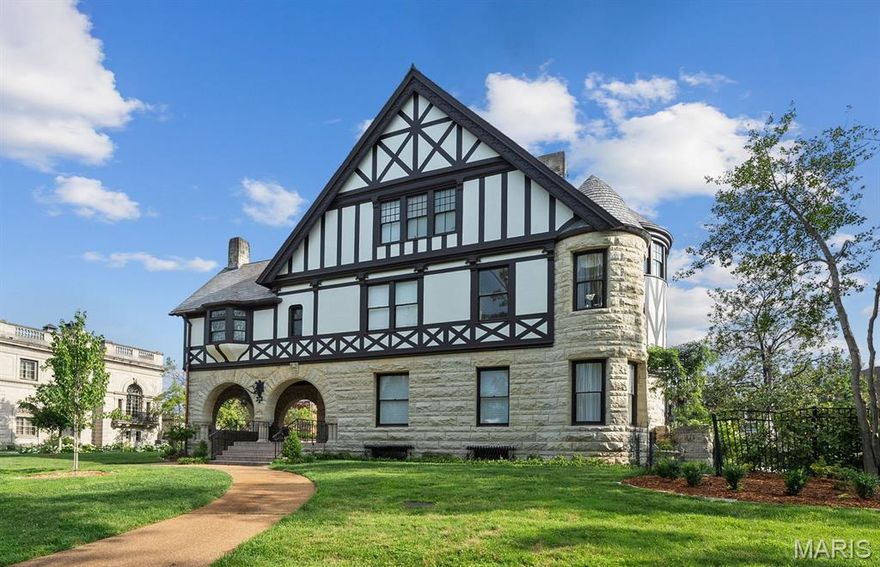Built in 1893 and designed by noted architect Theodore Link...this home has been lovingly, thoughtfully & carefully restored, renovated & updated by the current owners, no expense was spared.  A complete restoration of the exterior brought this stately manse back to its original grandeur and the architect's original vision.      
Gracious entry foyer w/ newly painted mural by local artist Peter Engelsmann, beamed ceiling & custom runner.  Elegant formal LR & DR, library w/ built-ins, updated kitchen w/ Carrara marble counter tops, high-end appliances, butler's pantry + catering kitchen.  Just completed a new primary suite w/ elegant new bath with large wet room, dbl. bowl vanities & soaking tub.  3rd floor has been completely renovated with a kitchenette & fully compliant ADA bathroom.  Extra wide lot, beautiful pool, fountain & gardens...PLUS an elevator that services all 3 floors.  Renovated 1 bdrm, 1 bath carriage house, 2 car garage.  This is a one-of-a-kind offering  on sought-after Portland Place