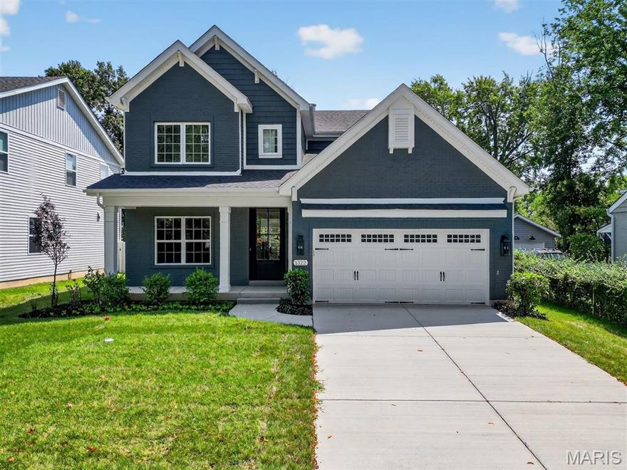 New custom  home just completed close to Old Warson Country Club on large lot.  This 5 bedroom, 3.5 bath home features 9' first floor ceilings, built-in bookcases on each side of fireplace in family room with shiplap above, hardwood flooring all of 1st floor and 2nd floor hall, full overlay custom kitchen cabinets with soft close solid wood drawers, crown molding, stainless steel appliances, Quartz countertops with undermount sink, coffered ceiling in master bedroom, luxurious master bath with double sinks, stand alone tub and shower, and walk-in closets, Quartz countertops in all baths, custom millwork with 3-panel doors with 3 1/4 inch casing and 5 1/4 inch base molding.  Finished lower level with rec room, full bath, and bedroom.  Fully sodded yard, sprinkler system, 1 year builder warranty and 10 year structural warranty.