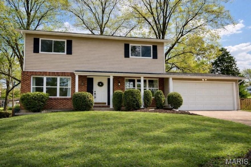 Don’t miss this charming 4-bedroom, two-story home ideally located near Queeny Park and situated on a rare double lot of just over half an acre. Step inside to find wood floors flowing throughout much of the home. The spacious living room offers flexibility as a gathering space or a perfect home office. A formal dining room leads into the kitchen, featuring warm wood cabinetry and plenty of room to cook and entertain. The large family room is filled with natural light thanks to French doors that open directly to the backyard and expansive patio, perfect for indoor-outdoor living. A convenient half bath completes the main level. Upstairs, the primary suite offers a private retreat with its own full bath. Three additional generously sized bedrooms and another full bath provide ample space for family or guests. The unfinished basement includes laundry hookups and offers excellent potential for finishing or storage. Outside, enjoy the fenced yard, oversized concrete patio, and a unique bonus—a charming chicken coop for fresh eggs right at home! The two-car garage also provides direct access to the backyard for added convenience. Located in top rated Parkway West Schools, close to Queeny Park and quick access to 141 and all the great amenities and stores right there!