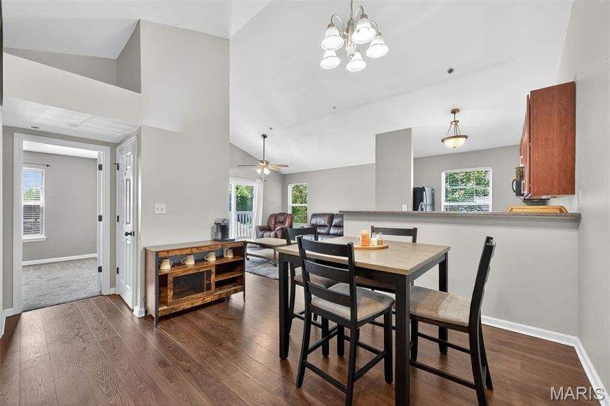 Step into this beautifully maintained 2-bedroom, 2-bath top floor condo in the highly coveted Springhurst Terrace community—truly move-in ready and designed for comfort and convenience. The unbeatable location offers quick access to I-40/64, Hwy N, and I-364, plus an array of nearby shopping, dining, and entertainment options.

Inside, natural light fills the open-concept layout, seamlessly connecting the kitchen, breakfast room, and living area—perfect for entertaining or relaxing at home. The stylish kitchen features abundant maple cabinetry, a breakfast bar, tile backsplash, and generous counter space, along with a full suite of appliances including refrigerator, electric range, microwave, dishwasher, and disposal.

Enjoy your morning coffee or unwind after work on the private covered patio, complete with an outdoor storage closet. The spacious primary suite boasts a large walk-in closet and a private bath with a dual vanity and tub/shower combo. The second bedroom offers its own roomy closet and easy access to the second full bath. A conveniently located laundry closet completes the interior.

As a resident, you’ll also enjoy fantastic community amenities: a sparkling pool, playground, sport court, walking paths, ponds, a dog park, and more. This is your chance to live in a well-kept, amenity-rich neighborhood in a prime location—schedule your showing today!