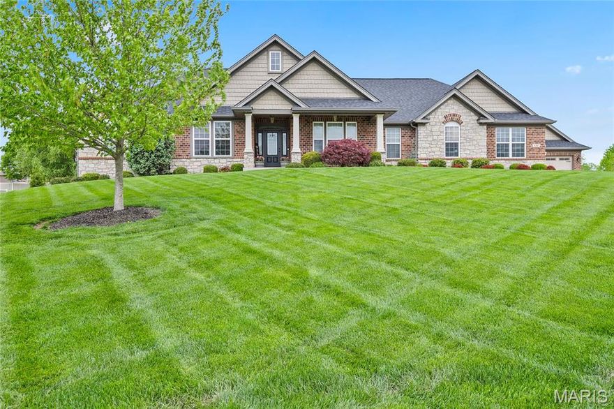 Impeccable builder owned home on 1 acre lot in sought after neighborhood. Brilliant floorplan ideal for entertaining. Kitchen has lots of cabinets, gas cooktop, wall oven & microwave, granite, center island & walk-in pantry. Breakfast rm offers sitting area overlooking stunning covered patio. There’s even a natural gas line for your grill! Spacious formal dining has custom ceiling & excellent first impression when entering home. Great room wall of windows has plantation shutters, soaring 11' ceilings, stone/brick gas FP & view of parklike yard. Primary suite has jet tub, separate shower, water closet & WIC. LL has an amazing bar area, fam rm, 2 bds with large windows, full bath, & yes tons of storage room. Attached 3 car o-sized/deep garage. DETACHED 30x30 garage w/ attic trusses, electric, 2+ parking & extra space for whatever! Sprinkler system for pro landscaped lush yard. Country feel yet conveniently located near major roads, schools, dining & more. Exceptionally maintained & truly move in ready.