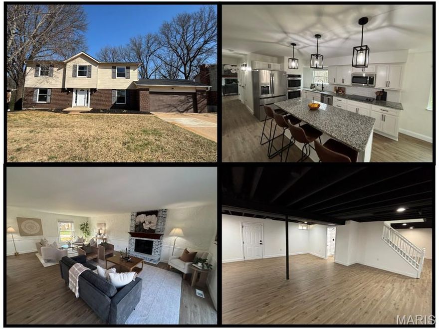 COMING SOON 4/2. You DO NOT want to miss out on this stunning remodeled home! 12331 Woodline Drive harbors 3,256 square feet, four bedrooms, four bathrooms, and a FINISHED LOWER LEVEL. The kitchen is unbelievable! Granite countertops, white shaker cabinets, ceramic backsplash, and stainless-steel appliances. The fridge stays! The entire main level boast beautiful new LVP flooring, upgraded baseboards, and modern matte black light fixtures and door hardware. The living room includes a wood burning fireplace and bar area. The main level also contains a formal dining room and separate breakfast area. Upstairs there is four bedrooms, two bathrooms, AND A LAUNDRY ROOM. The generous sized primary bedroom provides a walk-in closet and a ensuite primary bathroom. The bathrooms contain ceramic tile shower surrounds with modern matte black shower fixtures and tile floors. The FINISHED LOWER LEVEL includes the 4th bathroom, rec room, and bonus room. The lower level walks out to your quiet wooded backyard. Enjoy your morning coffee outback on the composite deck. Keep your cars dry in the attached two car garage. This home will not last long. Schedule your showing today!