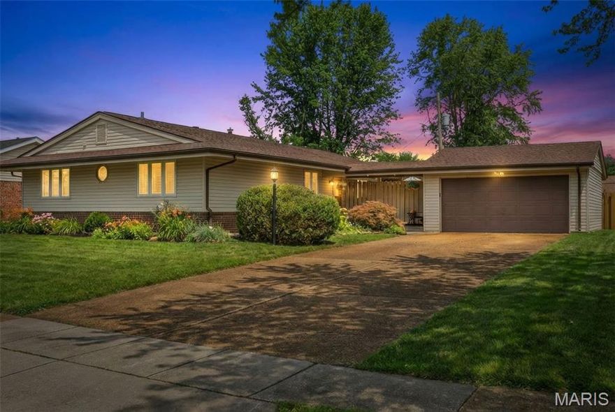 Welcome to this charming remodeled ranch featuring an open-concept layout with approximately 3200sqft of finished living space on two levels. Gorgeous refinished oak floors lead you to the expansive great room filled with natural light and inviting wood-burning fireplace. The custom kitchen features granite countertops, gas cooktop and oven, built-in microwave and plenty of cabinets ideal for both everyday living and entertaining guests. And you’ll love the cozy private patio just steps from the great room. In addition to the two generous secondary bedrooms, the primary bedroom includes a spa-inspired ensuite with Carrara marble shower, oversized jetted tub and walk-in closet with a spacious dressing area. The laundry was relocated to the main floor for added convenience. The stunning finished lower level will be your sanctuary with its spacious family/recreation room, built-in wet bar area with full size refrigerator, an office/playroom/sleeping area, designer half-bath, vinyl plank flooring and finished ceiling with can lighting. The large unfinished area offers ample storage. Additional updates to this move-in condition home include Pella windows and doors, vinyl siding, A/C 2022, roof replaced in 2017 and is situated on a beautiful, level fenced yard in a highly sought-after neighborhood in unincorporated St. Louis County just west of Creve Coeur, with convenient access to highways, hospitals, restaurants, and parks. Showings to begin 3/6.
