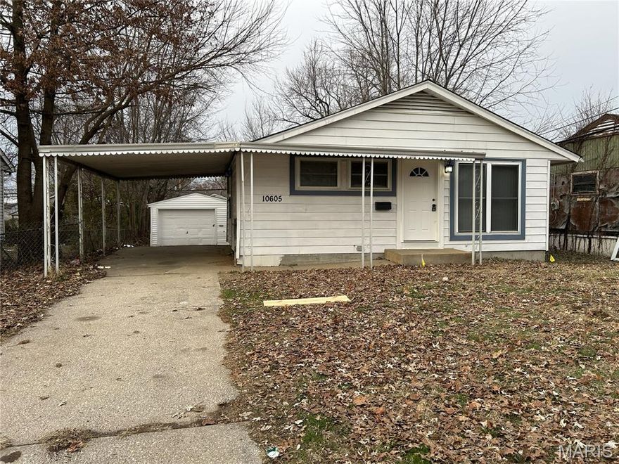 Straightforward, practical, and honest—this suburban ranch does exactly what a home is supposed to do: provide shelter, stability, and a place to land. This property offers easy access, a simple footprint, and a layout that makes sense. The sizable living room is practical and a usable space for everyday life, while the galley kitchen is efficient and functional—nothing fancy, but it gets the job done. Neutral finishes throughout keep it clean and uncomplicated. A detached one-car garage, with a one vehicle carport provides additional off street parking and adds real value, while offering secure parking, storage, or a small workspace. However the buyer decides to use it. Condition is tenant-grade and priced accordingly. This is not a showcase home, and it’s not pretending to be. It’s a solid roof over your head, suitable for a family working within a tight budget or an investor who understands the value of simplicity and durability. Minimal frills mean lower upfront cost and the opportunity to improve over time or not at all, if the goal is steady, affordable housing. From an investment standpoint, this is a sensible addition to a rental portfolio: straightforward layout, manageable size, garage parking, and a backyard that tenants tend to appreciate. Similar homes in the area are renting for up to $1,200 per month. Choose and vet your own tenant. From an owner-occupant perspective, it’s a chance to step out of renting and into ownership, especially with up to $7,500 in Down Payment Assistance available for qualified buyers, which can significantly reduce out-of-pocket costs. Location offers convenience without the city price tag. Quick access to major highways makes commuting straightforward, while nearby schools, parks, and everyday amenities keep life practical and close to home. It’s a neighborhood where people live, work, and stay, exactly what long-term buyers and renters look for. The property is being sold as-is. The seller will not make repairs or perform inspections. What you see is what you get, and that’s reflected in the value. If you’re looking for bells, whistles, and luxury finishes, this isn’t it. If you’re looking for affordability, function, and a place that serves its purpose, this one deserves a look.