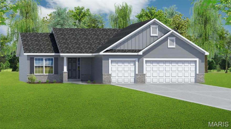 This 3 Bedroom 2 Bath Ranch Style Home has a 3 Car Extended Garage, is Under Construction & will be Available in early July.  Features in this Home Include Vaulted Ceilings & Laminate Floors in the Great room, Kitchen & Breakfast room, Can Lighting, 42" Maple Kitchen Cabinets, Quartz Counters, an Oversized Island w/ Breakfast Bar, a Walk in Pantry & Stainless Appliances.  The Primary Bedroom has a Tray Ceiling & the Primary Bath has Double Bowl, Adult Height Vanities, a Linen Closet & a 5' Shower w/Transom Window above.  Other Features Include 5 Panel Doors, Matte Black Hardware, Moen Matte Black Faucets, Architectural Shingles, Rough in Plumbing for a Future Bath in the LL, an  18' x 14' Patio & a Fully Sodded Yard.