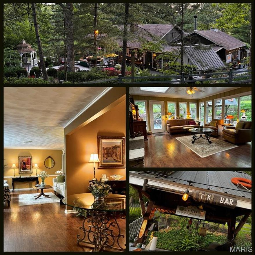 Oh Boy! It's another photo overload because there is just so much to see! The various spaces INSIDE and OUT are gorgeous and well-crafted. Every nook and cranny is unique & versatile. Switch out current living room & dining room to use the large space as a "great room." The downstairs can become a rec/game room, workout space and more! Check out the lovely office and... new to Paris Hills is high speed internet so you can work from home! ***This is one of those homes I call a "memory maker" because it just beckons for family gatherings & entertaining friends. BBQs, drinks at the Tiki bar, music, roasting marshmallows at the fire pit or coffee around the outdoor fireplace. Tree house and rope swing, slip n' slide, room to run, ride bikes and ATVs! The 3.4 acres is a country oasis. Want quiet and tranquility? A walk through the garden path, a good book in the gazebo and the soft sound of the water feature. Great location in a country subdivision between Louisiana/Bowling Green. Additional Rooms: Sun Room