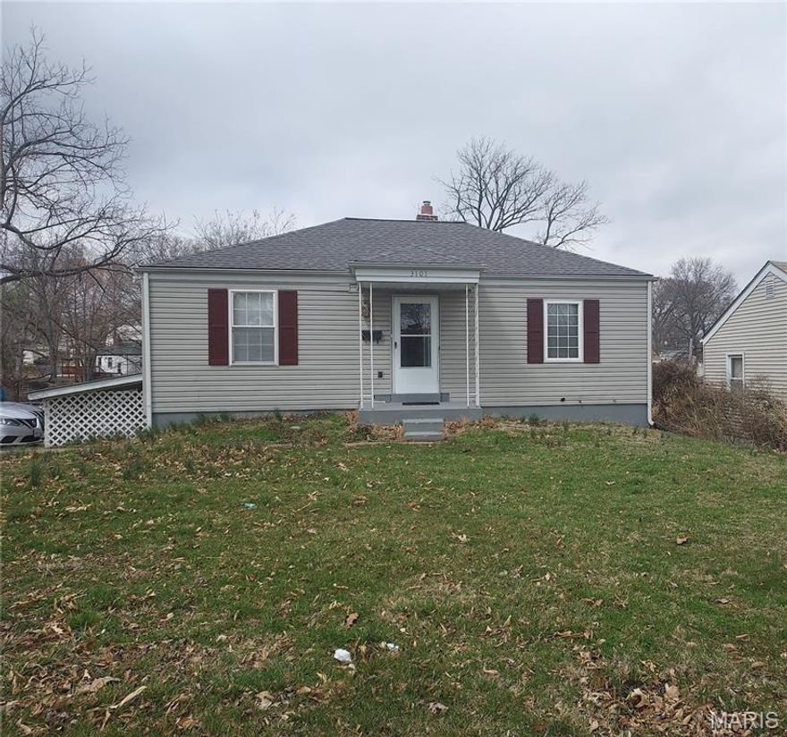 Cute 3 Bedroom 2 Bath Rental Home in St. Ann has Large living room with newer carpet.  Eat in Kitchen has dining area with deep wall pantry and all kitchen appliances with plenty of cabinets, and newer laminate flooring.   Living room is open to dining area great for family gatherings.  Full main hall bath has been beautifully updated.  2 Bedrooms on main level have newer carpet, Primary bed has 2 closets.  Stairs to Lower level from kitchen take you out to the rear yard covered porch/patio and fenced yard.  Lower level has family room with walk out door to parking area, a 2nd full bath recently updated and a Large 3rd Bedroom with double door entry, and a storage/laundry room which has washer and dryer available..  Lower level has all newer carpet. No smoking, no pets.