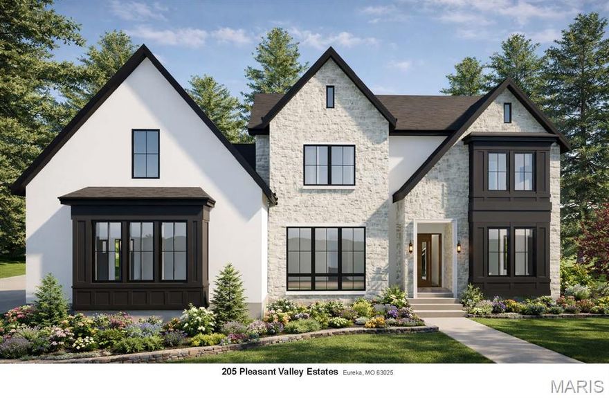 Experience luxury living at its finest in a To Be Built Custom Estate, perfectly positioned on an idyllic 3.36-acre lot at the end of a private cul-de-sac in an exclusive Eureka subdivision with expansive views for days! Enjoy the serenity of your own sanctuary & soak in the scenic views while remaining just minutes from “Old Town’s” charming boutiques, cafes, restaurants, and highway access—all within the award-winning Rockwood School District. The proposed plan offers three levels of thoughtfully designed living space—over 5,400 sq. ft.—blending modern sophistication with timeless comfort. But this is only the starting point: early buyers can customize floor plans in part or in whole, and work directly with our design-build team on all finish selections to put your own touches on this home. Prefer something entirely different? You can also collaborate with us to design a brand-new custom home from the ground up, tailored to your vision. The current main level concept features a lavish primary suite with spa-inspired bath, Grand Great Room with soaring ceilings and fireplace, gourmet kitchen with top-tier appliances, private office, mudroom, powder room, and laundry. The upper level includes three spacious bedrooms and two full baths—including a second suite. The finished lower level is designed with a family room, kitchenette, game area, gym, fifth bedroom & full bath. All areas of the home can be modified to your specifications. Outdoor highlights include an expansive composite deck, covered patio, and a level backyard ideal for a pool, sport court, or garden oasis. A three-car garage with workspace completes the setting. Every home comes with a one-year limited builder warranty plus a 10-year insured structural warranty from Maverick. The list price is based on current renderings and is subject to change depending on your customization choices. This is a rare opportunity to design and build your forever home in one of Eureka’s most desirable neighborhoods. Act now to make the design yours!