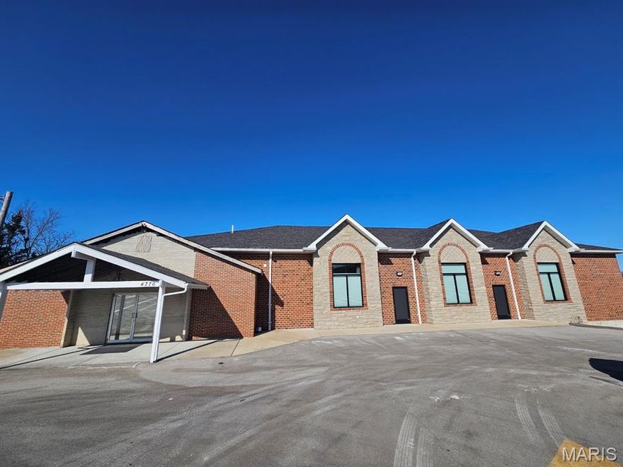 Beautiful church built in 2019. It can easily be converted to office space or whatever you would like it to be! 10 foot ceilings in the basement, complete with a kitchen, TVs, surround sound, and more. The house located at the end of the lot is also included. This is an incredible opportunity.