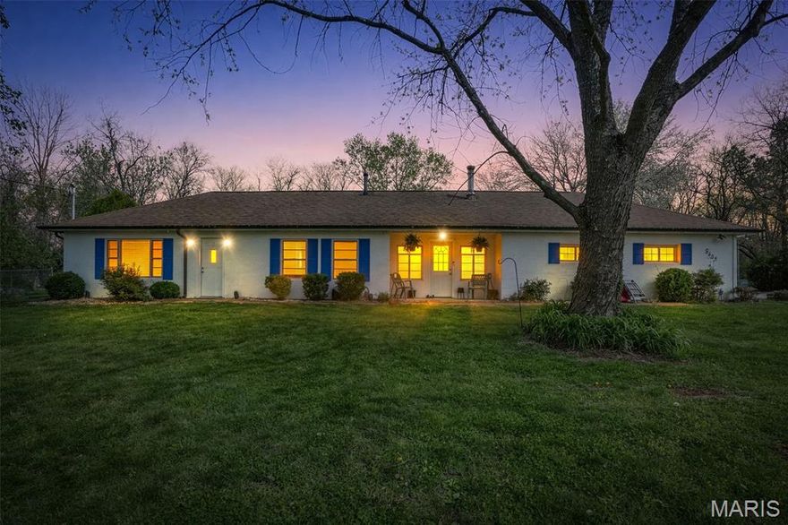 Skip the stairs, not the space: Over 2,000 sq ft of main-level living on a spacious, flat 1-acre lot, less than an hour from St. Louis. This 3 bedroom, 3 full bath home is the ideal size for a growing family or for those looking to downsize with room to breathe, and you’ll appreciate the attached 2-car garage, ample parking, easy highway access, and proximity to shopping and local schools.

This place feels like home, with a level yard, established garden beds with so much room to grow, and a poured concrete patio—perfect for peaceful evenings at home or summer gatherings with friends on this quiet, low-traffic street. The primary bedroom features French doors opening to the deck, a walk-in closet, and an ensuite full bath with dual sinks, while the secondary bedrooms are both a very comfortable 12x12 with great closet space.

The kitchen offers freshly painted cabinets, generous counter space, and two pantries for storage, and it flows into a large dining room with a perfect nook for a buffet or coffee bar. A cozy bonus room provides flexible space for an office, playroom, exercise area, or hobby room and includes a spot for a future wood-burning stove if desired (current stove does not stay).

Major updates give you peace of mind: newer roof, gutters, soffit, fascia, new garage doors, new concrete patio, new hot water heater, new toilets, and new flooring, plus updated electric hookup at the weather head and a new septic system (1 of 2 that serve the home). All kitchen appliances stay, along with the dryer and the above-ground pool, so you can move right in and start enjoying the space.

All of this sits on a private, usable 1-acre setting on a quiet street, while still being close to everyday amenities and commuter routes. Come see why this gorgeous ranch should be your next home!