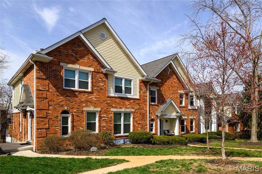 Welcome to effortless living in the sought-after Whitegate Farm subdivision! This beautifully maintained two-story townhome offers 3 bedrooms, 2.5 baths, and the perfect blend of comfort, style, and convenience. Step inside to an inviting open-concept layout featuring gleaming wood floors, a striking open staircase, and a fresh, neutral color palette complimented by abundant natural light from all the newer windows! The impressive great room, anchored by a cozy gas fireplace, serves as the heart of the home and flows seamlessly into the dining area and eat-in kitchen-ideal for both everyday living and entertaining. The dining room offers flexibility and is currently used as a home office. The kitchen has newer stainless-steel appliances, a walk-in pantry, stone backsplash over cooktop, wall oven and microwave, and a convenient built-in desk. Just off the breakfast room, enjoy your own private secluded deck-perfect for relaxing or morning coffee. A main-floor half bath adds extra convenience. Upstairs, you’ll find three spacious bedrooms, all with new carpet and two full baths. The expansive primary suite features cathedral ceilings, a walk-in closet, and a luxurious en-suite bath complete with a soaking tub, separate shower, and double vanity. Two additional bedrooms and a full hall bath complete the upper level. The finished lower level provides versatile living space & bonus room, along with storage area large enough for a gym or workshop, a walk in cedar closet, a separate laundry room, and access to the attached rear entry tuck under two car garage. This home has been lovingly cared for with newer systems throughout, offering true peace of mind. Enjoy the quiet setting with green space and a walking path, all while just minutes from top dining, shopping, great schools, major highways (141 & 40), hospitals, downtown, and Clayton. Low-maintenance living in an unbeatable location-this one truly has it all!
