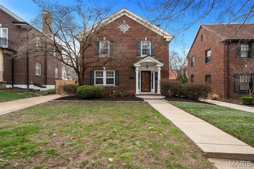 Est. 1924. Timeless charm meets modern updates in this beautifully maintained 2 story brick home, with over 2600 square feet of living space, and nestled in a highly desirable University City neighborhood. From the moment you step inside, you’ll be captivated by gorgeous hardwood floors that flow throughout, showcasing the home’s classic character and warmth. The updated kitchen features crisp white cabinetry, Cambria solid surface countertops, a gas stove, and a sleek exhaust hood—perfectly blending style and functionality for everyday living and entertaining. Upstairs, the spacious primary bedroom offers a vaulted ceiling, two closets, and a cozy sitting room, creating a true private retreat. Three additional bedrooms and an updated full bath with a newer vanity complete the upper level. The finished lower level adds incredible versatility with new vinyl flooring and a full bath—ideal for guests, recreation, or additional living space. Step outside to a large, level yard with a newer privacy wood fence, perfect for relaxing or entertaining. An attached two car garage adds convenience. All just minutes from Washington University and the vibrant Delmar Loop!
