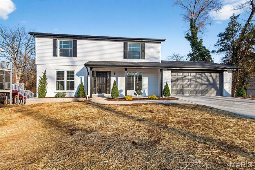 Welcome to this renovated two-story in the heart of Ballwin just minutes from Manchester Road and in Parkway Schools. Enter to neutral paint, recessed lighting, and beautiful vinyl hardwood flooring throughout! Tons of natural light and tons of space to spread out in the spacious living room with quaint wood burning fireplace! Pass the powder room to enter the fully renovated kitchen with custom shaker style cabinets, quartz countertops, tiled backsplash and new stainless steel appliances. Large pantry off the kitchen and dedicated formal dining room makes this circular main floor floorplan perfect for entertaining. Upstairs you have a large master suite with attached full bathroom with walk-in shower. Two other bedrooms and full bathroom complete the upstairs. Basement is partially finished with half bath and walks out to private yard. LARGE unfinished space with laundry gives tons of space for storage! Attached two-car garage and brand new driveway and front walk complete the home. 12 month lease minimum, available immediately!