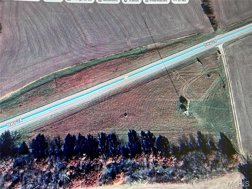 Excellent opportunity to own 5.24 acres just minutes from Monroe City, Indian Creek (Swinkey), Stoutsville, Florida, Missouri - the birthplace of Samuel Langhorne Clemens, famously known as Mark Twain, and of course this is at Mark Twain Lake, Indian Creek Marina and Indian Creek Recreation Areas.  Valuable Highway 24 frontage. 
Approximately 3.5 acres of open ground offering flexibility for a variety of uses, while the remaining acreage is wooded, providing natural appeal.  

Currently zoned Commercial.

This tract offers some income, making it an attractive option for buyers seeking both usability and return. 
No buildings - awaiting your vision. Ideal for recreational use, future development, or an investment near one of northeast Missouri’s most popular destinations, Mark Twain Lake!

Property Bonus Points
Highway frontage
Open land + timber
Level Topography
Income-producing
Minutes from Mark Twain Lake
No improvements — build or hold

About the location:
Indian Creek or "Swinkey" as it has been called since it was first settled - Close to Paris (MO), Florida (MO), Santa Fe (MO), Mexico (MO) and just over an hour from Columbia (MO)....where else in the world could you own property with this worldly location.
High Lights of the area:
St. Stephens Parish @Swinkey holds the record for the oldest summer picnic and is the oldest parish in the Jefferson City Diocese. 
Mark Twain Birth place Historic Park @Florida, including Mark Twain Trail Head.
Si Colborn Group Camp @Florida. Named after long time local journalist Robert Irvin "Si" Colborn, for his years of championing for the area. A civic leader, author and historian. 
Near numerous Boat Ramps, Recreation Areas, Hunter/Fisher accesses and hiking trails.
 
Imagine what you could do with this location!
Call today for more details or to schedule a showing.