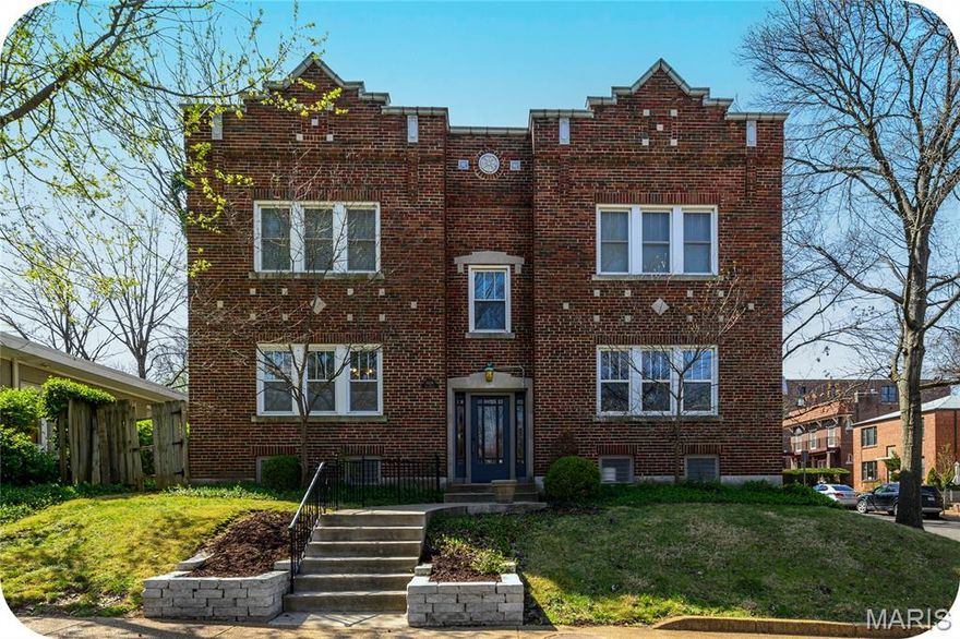 Welcome to effortless, upscale living in the heart of Clayton! This immaculate, light-filled ground-level condo is set within a quiet charming brick building on a corner lot that exudes beautiful historic charm. Highlighted by rich hardwood floors, elegant crown molding and a lovely fireplace, the open and bright 1,328+ sq. ft. layout includes a front sunroom, living room and a large formal dining room. Two spacious bedrooms, including one with a delightful attached sunroom, provide a versatile space perfect for a home office, a bright sitting area or a sun-filled retreat for plants and relaxation. The kitchen is thoughtfully designed with abundant custom cabinetry, a full stainless steel appliance package, granite countertops and plenty of storage. In-unit laundry, a rare convenience, adds to the ease of living. A back entrance leads to an off-street parking pad at the rear of the building and additional storage is available in the basement. Part of a 4-unit building, 3 of which are owner-occupied, this unit currently has wonderful tenants on a month-to-month lease who are happy to stay or vacate at closing. Located in the sought-after DeMun neighborhood, this condo offers exceptional walkability where you're just a short walk from coffee shops, acclaimed dining, wine bars, boutique shopping, yoga studios and everyday essentials.