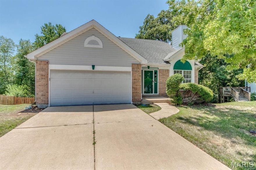 THIS 1.5 STORY HOME OFFERS 3 BEDROOMS, 2.5 BATHS AND IS SITUATED ON A QUIET CUL-DE-SAC. IT IS LOCATED CLOSE TO HWY 141 AND SHOPPING. THE ENTRY FOYER LEAD YOU INTO THE SPACIOUS LIVING ROOM WITH VAULTED CEILING AND A WOOD BURNING FIREPLACE. THE KITCHEN HAS CENTER ISLAND, GRANITE COUNTER TOPS, STAINLESS STEEL APPLIANCES. THE DINING ROOM HAS A BAY WITH A DOOR LEADING OUT TO THE LARGE DECK OVERLOOKING THE PRIVATE, FENCED YARD. MAIN FLOOR MASTER BEDROOM SUITE IS COMPLETE WITH BAY WINDOW, WALK-IN CLOSET, AND MASTER BATH WITH DOUBLE SINK VANITY, WHIRLPOOL TUB AND SEPARATE SHOWER. THE UPPER LEVEL HAS A BALCONY OVERLOOKING THE LIVING ROOM, A LOFT WITH A CEILING FAN AND 2 BEDROOMS WHICH SHARE A HALL BATH. THE LOWER LEVEL HAS A WALK-OUT TO THE YARD. FRESHLY PAINTED INTERIOR, DECK IN Nov 2025. NEWER AC/FURNACE AND WATER HEATER. OWNER PREFERS GOOD CREDIT SCORE OF  700 OR ABOVE WITH AN INCOME OF THREE TIMES THE RENT. ONE SMALL OR MEDIUM PET IS ALLOWED WITH $250 NON-REFUNDABLE PET FEE. PLEASE CALL OR TEXT ZAFER SYED @ 314-323-7485 FOR ANY QUESTIONS.