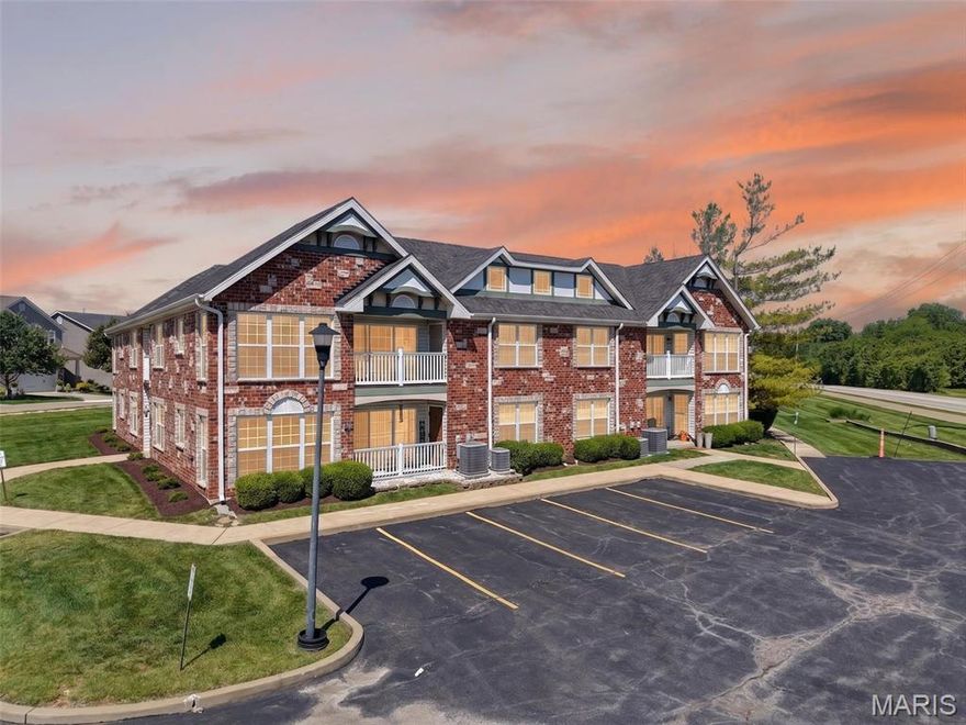 Rarely available and impossible to overlook, this maintenance-free 2 bed, 2 bath, 1,100+ sqft condo is heaping with charm and comfort while sitting in a location that you've been dreaming about just minutes away from the best Cottleville has to offer! Upon entering you are WOWED by soaring vaulted ceilings and TONS of windows keeping the open-concept living area bright and airy to make entertaining your friends a breeze! Head into your kitchen that features chic painted cabinets, a large island with breakfast bar, and appliances including dishwasher, microwave, refrigerator, and electric stovetop/oven! Enjoy your morning coffee in the adorable breakfast room or on the large covered private balcony! The primary suite is a whole separate oasis with soaring vaulted ceiling and a huge walk-in closet plus an ensuite that features dual adult-height vanity and a separate soaking tub and shower! The second bedroom is also spacious and flexible for a work from home office or reading nook! This condo in completed by a second bathroom and a generous laundry room! All style, no hassle, and surrounded by community that makes Cottleville one of the area's most loved places to be, don't be surprised when this one gets scooped up quickly! In one of the most desirable communities in St Charles County! Just minutes from restaurants, shopping, parks, golf courses, walking trails, wineries, food trucks, outdoor entertainment, summer concerts and everything people LOVE about living in Cottleville!