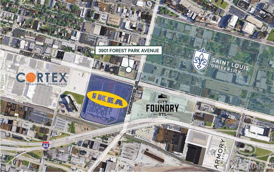 Prime location at the border of Central West End and Midtown, two rapidly growing areas of St. Louis. Located within Cortex, a 200-acre urban hub of innovation and entrepreneurship community located in Central West End. 0.05 miles from the Vandeventer & I-64 Interchange providing quick access to the surrounding metro area.

Investment Highlights:
+ Excellent demographics with a 1-mile Average Household Income of $72,653 and an Average Home Value of $354,195
+ Prime location at the border of Central West End and Midtown, two rapidly growing areas of St. Louis
+ 0.5 miles to Cortex MetroLink Station and Brickline trail 
+ Less than 0.5 miles to major retail and entertainment attractions including Ikea and the City Foundry
+ Located within Cortex, a 200-acre urban hub of innovation and entrepreneurship community located in Central West End
+ 0.5 miles from the Vandeventer & I-64 Interchange providing quick access to the surrounding metro area
+ Please provide development concept with offer for owner's consideration