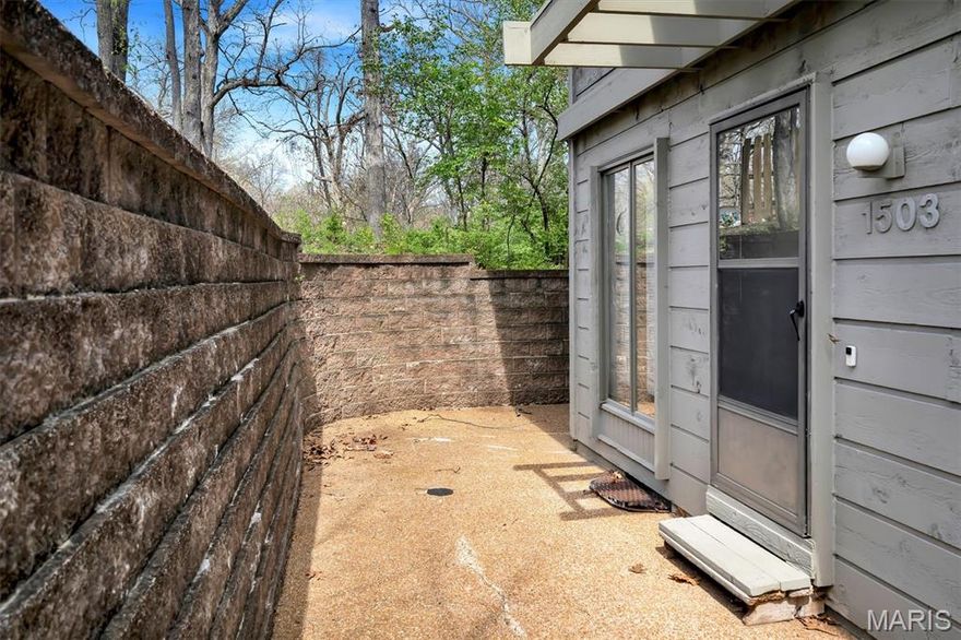 Opportunity knocks! As is 3BR, 1.5bath condo. Absolutely great location tucked away in a wooded and secluded area close by Hwy 141 & Big Bend. Easy access to  west county amenities, dining and shopping. Pull into your 2car garage in basement. Bring in the groceries you're home! Open to spacious floor plan 2+ bedroom.  Primary bedroom expanded from original 3 bedroom. You're going to love living here. Tennis courts and pool too. Please write offer on Special Sale contract.