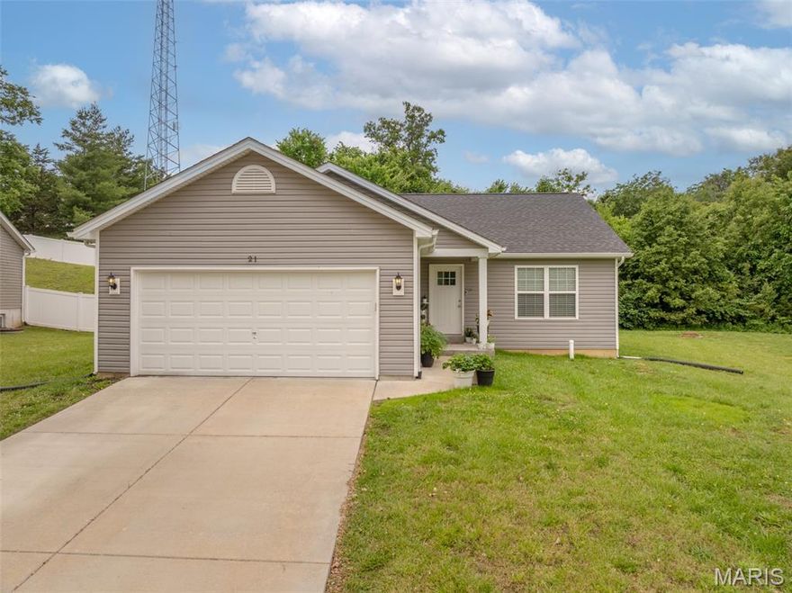 Coming soon showings begin May 29 at 1:00 p.m. What a sweet five year new ranch backing to a tree line to give you some backyard privacy. This naturally lit open floor plan features vaulted ceilings, an island kitchen and luxury vinyl plank flooring. An efficient kitchen provides a breakfast bar at the island, an abundance of white cabinets with granite countertops, stainless steel appliances (refrigerator is included), a walk-in pantry and a coat closet/possible 2nd pantry. The primary suite offers a walk-in closet and a full bath. The additional two bedrooms are versatile for kids, guests or a home office! An unfinished lower level offers rough-in plumbing for future bath #3, an egress window for an additional bedroom and tons of space to let your imagination go for future expansion plans! This is a a great location - not too far to the highway and super close to Quiver River State Park. This subdivision is USDA approved !$