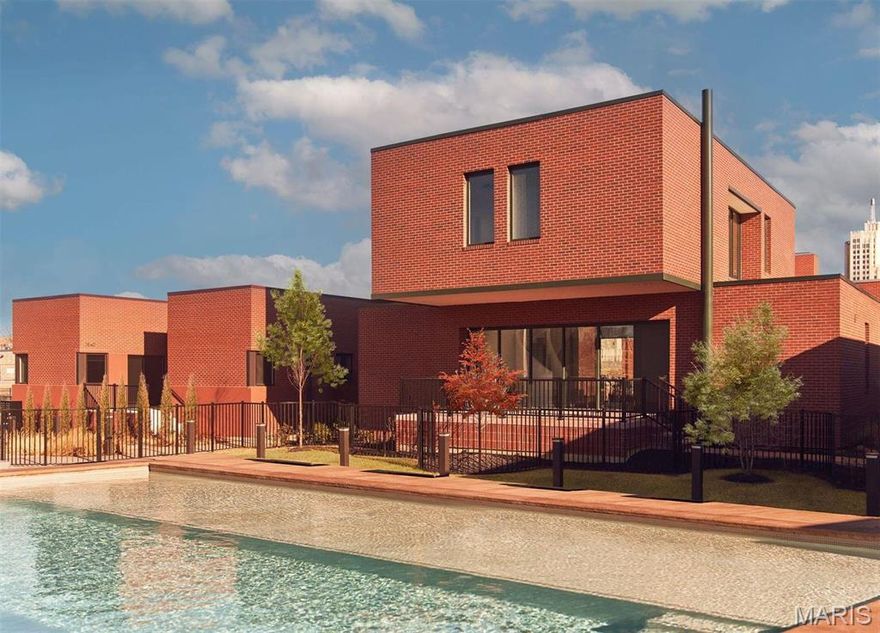 On Olive is a contemporary residential vision with little precedent—an inspired collaboration uniting four of today’s most influential international architects to reimagine single-family living within a 3.5-acre urban enclave. Each home is intentionally sited within a walkable landscape of winding paths and intimate green spaces, leading to private parks adorned with curated historic artifacts, pollinator gardens, and thoughtfully composed outdoor amenities. Residents enjoy a resort-style pool with tanning deck, fire pit, dining and grilling cabana, clubhouse, and fitness center—spaces designed as extensions of daily life rather than afterthoughts. The Confluence, designed by acclaimed architect Tatiana Bilbao, is a sculptural, two-story stacked residence defined by volume, light, and movement. Soaring ceilings and dramatic window walls frame shifting daylight throughout the home, while two private outdoor terraces blur the boundary between interior and exterior. A striking half-spiral staircase serves as both circulation and art—washed in natural light cascading from upper-level windows and a central skylight above. On Olive is where architecture, landscape, and community converge—an artful expression of modern living rooted in design, intention, and place.