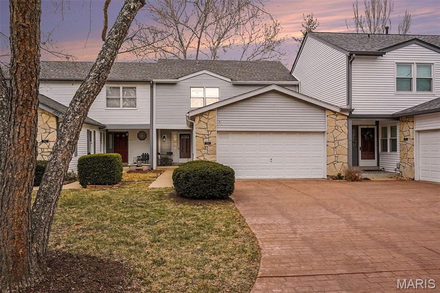 Move-In READY! 1554 Charlemont Drive, a meticulously maintained 3-bedroom, 4-bath home in the heart of Chesterfield. NEW PRICE, ROOF AND SIDING! This home radiates elegance with high-end finishes, Updated Kitchen featuring solid surface countertops, white cabinets and luxury flooring that stretches across an open 1st floor. NEW Spindles, Railing and Skirt Boards on spacious rear deck. The primary suite is a true retreat, boasting three closets—and a tastefully updated full bath, 2 additional bedrooms and full bath complete the 2nd floor. The finished walkout lower level adds living space with a Raised Hearth fireplace, large recreation room, and private access to large concrete patio —perfect for hosting guests. Outside, enjoy the patio with fenced yard or relax on the main-level deck. Located just steps from the community lake, scenic trails, and the Chesterfield Amphitheater, this home offers a low-maintenance lifestyle with HOA-provided amenities including a pool, fitness center, and clubhouse.  Main floor laundry, 2 car attached garage, 2 fireplaces plus more in a fabulous location.