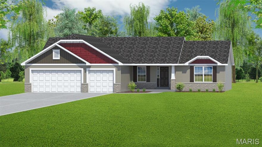 This 3 Bedroom, 2 Bath Ranch Style Home with a 3 Car Extended Garage is Under Construction & will be Available in July.  Features in this Home Include 9' Ceilings throughout & Vaulted Ceilings in the Foyer, Great room, Kitchen & Breakfast room.  The Kitchen has 42" White, Soft Close Cabinets with Crown Molding, Quartz Counters, Stainless Appliances, Kitchen Island, Walk in Pantry, Laminate Floors, Can Lighting & Under Cabinet Lighting.  The Breakfast room leads out to your Covered Patio.  The Great room also has Laminate Floors, Can Lighting, 6' Tall Windows & Open Stairs to the LL.  The Primary Bathroom has Double Bowl, Adult Height White Vanities, Upgrade Countertops, Moen Matte Black Faucets & a 5' Shower w/ Transom Window above.  Other Features Include Five Panel Doors, Matte Black Door Hardware, 5 1/4" Base, 3 1/4" Door Casing. Custom Wall Color, Carriage Style, Insulated Garage Doors, Opener , Rough in for a Future Bath in the LL, Architectural Shingles & a Fully Sodded Yard.