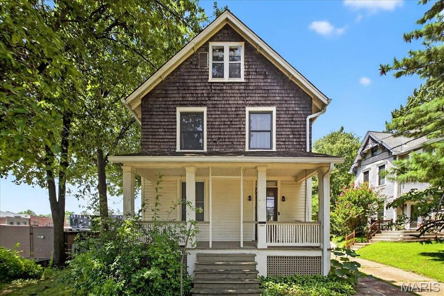 Built in 1890, this charming, historic home has been lovingly maintained and in the same family for over 50 years, but is ready to start a new chapter. This unique property is zoned for business as well as residential so the options for renovation are endless. Enter from the covered front porch to the beautiful original hardwood floors which are also under the carpeting in the living room, plus period lighting and high ceilings throughout the main floor. The second floor features the original hardwood flooring, 3 spacious bedrooms and a full bathroom complete with all the untouched tile and built-ins. An attic space with dark hardwood flooring is ready and waiting to be finished for added expansion. The extra large detached garage is the perfect place to store cars and more with over 1000sqft. This is an incredible opportunity in an enviable location just steps to Maplewood’s best dining, shopping and parks.