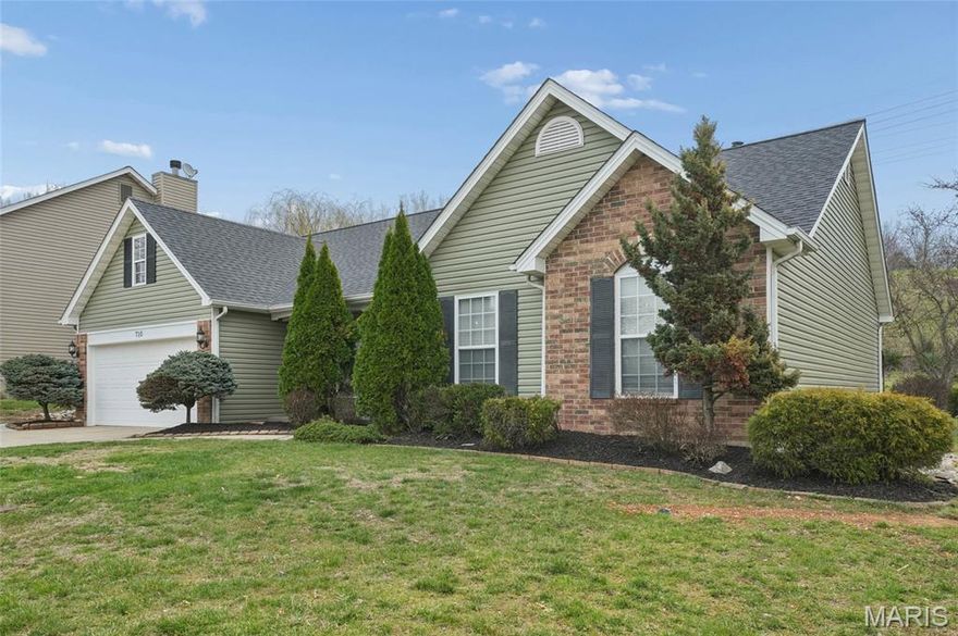 Welcome to this immaculate former display ranch, beautifully designed and packed with custom upgrades throughout—perfectly situated in one of O’Fallon’s most desirable neighborhoods. 
Step inside to discover an inviting open floorplan featuring unique vaulted ceilings that span the Great Room, Kitchen, Hearth Room, Dining Room, Foyer, and Primary Suite, creating an airy, elegant atmosphere. A see-through fireplace connects the Hearth Room and Great Room, adding warmth and charm to both spaces. 
The Great Room showcases a wall of windows overlooking your own freshly sodded park like backyard. The gourmet Kitchen is a standout with 42-inch custom cabinets, double pantry, center island, and ceramic tile flooring. Appliances—including refrigerator, microwave, dishwasher, and smooth-top oven—are all included, and the adjacent Breakfast Area is bathed in natural light. 
Convenience continues with main-floor laundry and thoughtful updates throughout. The spacious Primary Suite features a walk-in closet and a luxurious bath with adult-height dual-sink granite vanity, separate shower, and soaking tub with custom tile. Two additional bedrooms and a beautifully updated hall bath complete the main level. 
The expansive unfinished basement with rough-in plumbing offers endless possibilities—create a home theater, gym, additional living space, or all of the above.