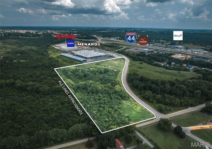 Prime Development Opportunity – 14.14 m/l Acres Adjacent to Westside Marketplace, Rolla, MO

Located just off Interstate 44, this 14.14 m/l acre site sits directly next to Westside Marketplace, home to major national retailers including Menards, Academy Sports + Outdoors, TJ Maxx, Ross Dress for Less, and PetSmart. The center’s strong tenant mix draws consistent traffic from Rolla and surrounding communities, creating a ready-made customer base for new development.

The property offers excellent visibility, convenient interstate access, and close proximity to several popular restaurants and hotels serving both locals and travelers. Its size and location allow for a wide range of development options, including multi-tenant retail, restaurant pads, or mixed-use projects.

A portion of the property lies within a flood plain, which can be factored into site planning to make the most of the available space and layout flexibility. With the west side continuing to grow, this site offers developers a prime opportunity to bring new retailers and services to a proven destination in Rolla’s retail landscape.