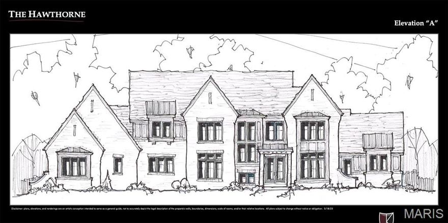 "Build your dream home in Thornhill Estates, one of Town & Country's prime locations. This 1-acre wooded lot offers unparalleled privacy, perfect for outdoor entertainment and room for a future pool. The 5,030 sq.ft. 'Hawthorne' plan, adorned with Modern Farmhouse elements, comprises 4 bedrooms with optional 5th, 4 full baths 2 half baths, study, dining and great rooms, laundry on main and upper level, loft or bonus room, outdoor living room, and 4-car side entry garage. Enjoy luxury features like a Dacor appliance package, Kohler fixtures, exquisite millwork beamed ceiling in great room, wainscot paneling and a smart home package plus so much more. Finished lower level and 2nd floor bonus room options available." This is a to-be-build opportunity. Please do not walk the lot without permission.