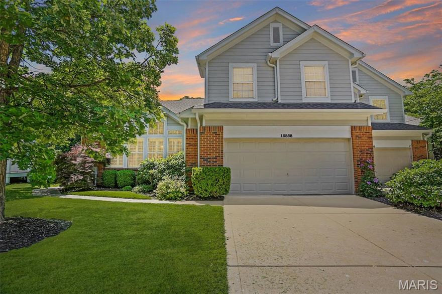Welcome to this beautifully maintained 1.5-story villa in the heart of Chesterfield offering 3 bedrooms, 2.5 baths, and an inviting open layout filled with natural light. Upon entry, you’ll immediately notice the vaulted ceilings and beautiful hardwood flooring throughout. Just off the foyer is a spacious flex area perfect for a formal dining room, sitting room, or additional family room. The kitchen features ample white cabinetry, granite countertops, a center island, stainless steel appliances, and a breakfast room dining area ideal for everyday living and entertaining. The great room boasts soaring 10-foot ceilings and a cozy gas fireplace, creating a warm and inviting atmosphere. The main level also includes a convenient half bath and laundry room. Retreat to the spacious main floor primary suite complete with vaulted ceilings, double vanities, a glass walk-in shower, separate soaking tub, and walk-in closet. Upstairs, you’ll find two generously sized bedrooms, both with walk-in closets, along with a full hall bath featuring a shower/tub combo. The unfinished lower level offers endless possibilities for future living space, recreation, or storage. Outside, enjoy relaxing on the deck overlooking the level yard. Additional highlights include a brand new roof (2025) and 2-car garage. Enjoy resort-style community amenities including a clubhouse with community room, gym, pool, and walking trails. Conveniently located near highways, shopping, dining, and more!