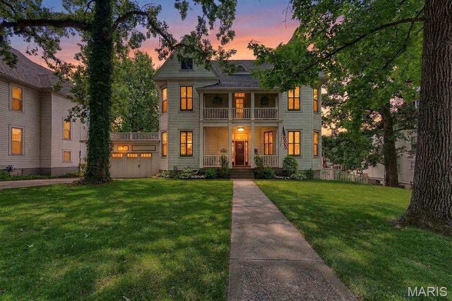 This charming historic home at 7324 Vine Ave offers timeless elegance on a rare double lot in one of St. Louis County's most walkable and vibrant neighborhoods. Built in the late 1800s, this 3-story single-family residence spans more than 3,400 square feet and features 5 bedrooms and 3 full bathrooms. It’s one of Maplewood's oldest homes, with only three owners in over 130 years, giving it a rich sense of history and character. Many original details have been preserved, including beautiful fireplace tile surrounds, 2nd and 3rd floor hardwood flooring, 10-foot oak pocket doors with original hardware dated 1885, and the spacious 2nd floor porch - a perfect spot to enjoy morning coffee and evening breezes. The interior boasts spacious rooms with 11-foot first-floor ceilings, hardwood floors, 2nd floor laundry room, three gas fireplaces, and four zones of HVAC. The partially finished walk-out lower level adds valuable flexible space for a family room, recreation area, or additional living options. A fenced backyard with a beautifully landscaped patio creates a private outdoor retreat perfect for entertaining, gardening, and relaxing. Additional highlights include professional closet systems, an attached garage, and a prime location just two blocks from Maplewood's lively main strip along Manchester Road. This walker's paradise neighborhood offers easy access to eclectic shops, restaurants, cafes, breweries, parks, and community events, combining quiet residential charm with urban convenience and a strong sense of community. Whether you're seeking historic character, a generous lot size, or proximity to everything Maplewood has to offer, this exceptional property is a standout opportunity.