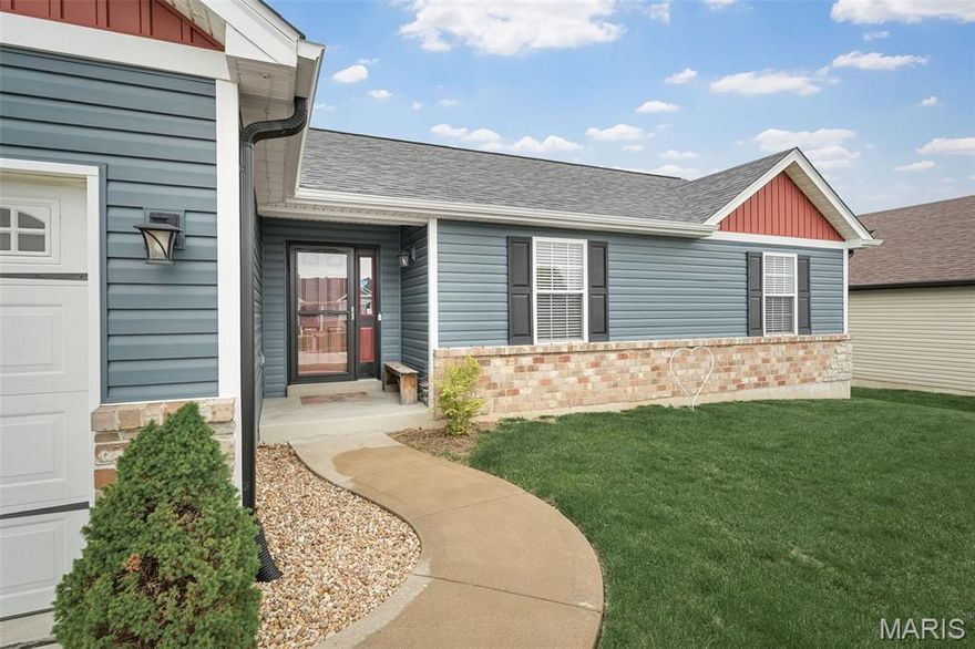 Stunning 3 bedroom 2 bath Ranch in WTZ school district, close to schools, shopping and dining with easy access to Highways 70, 61 & 64! Kitchen has ISLAND, GRANITE COUNTERTOPS, PANTRY & CUSTOM CABINETS, stainless steel fridge to stay. PRIMARY BEDROOM with COFFERED CEILING, EN SUITE & WALK IN closet. Bull nose corners throughout! 5 PANEL doors! Vaulted ceilings!  NEW HVAC in 2022. NEW ROOF 2023! NEW SHED 2023! NEW GARBAGE DISPOSAL & DISHWASHER 2025! Washer and Dryer to stay. NEW concrete work on the side of the house with SIDEWALK & STEPS. WALK OUT LL w/ LOOKOUT WINDOWS, ready for your finishing touches! Lower level bath framed and stool installed. Blown insulation in Garage & part of the Basement. Slop sink in garage. Sensor lighting in  MAIN FLOOR laundry room. Backyard motion sensor lights, landscaping, raised garden box and 2 peach trees, 2 grape vines, 1 apple tree, 2 blueberry bushes & 2 raspberry bushes. Spacious deck painted in 2025!