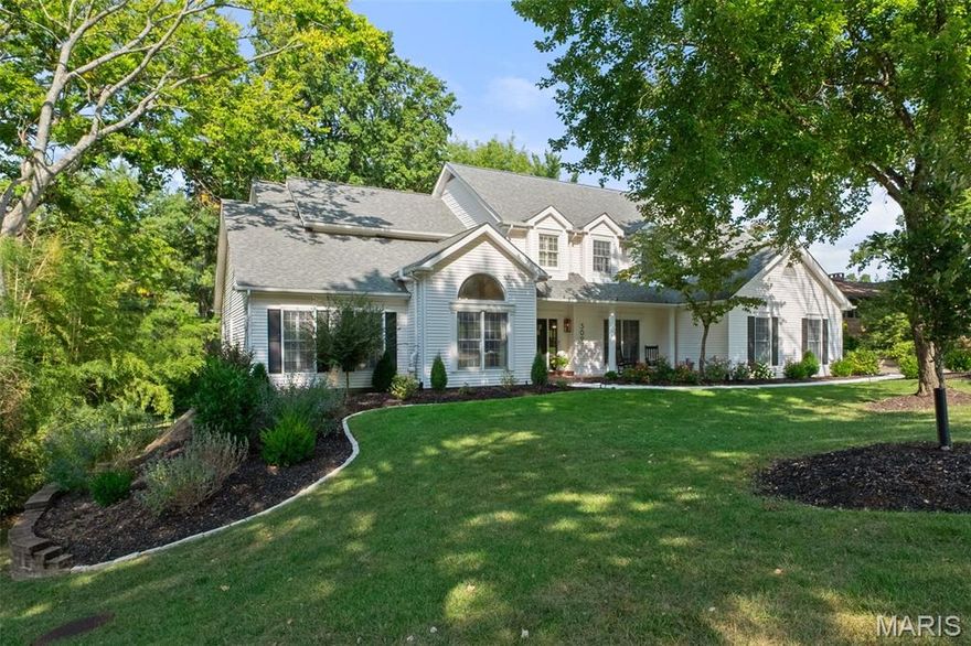 Discover this charming and sophisticated Cape Cod tucked away on a peaceful Kirkwood cul-de-sac, nestled on an acre of lush, beautifully landscaped grounds. Immediately you'll notice the fresh, inviting paint, gleaming refinished hardwood floors, stylish new staircase, and stunning modern design. On the left, a private office with elegant French doors, built-in shelves, and charming moldings offers a perfect workspace. To the right, a spacious and stylish dining room provides an ideal setting for entertaining friends and family. Beyond the dining area, you'll find a bright, renovated kitchen with an expansive island, paneled appliances, pantry, and cozy breakfast nook—perfect for daily living. The main floor also boasts a soaring two-story great room with a wet bar, a convenient first-floor laundry, and a sunroom wrapped in windows that floods the space with incredible natural light. The serene primary suite features a spa-like bathroom with a soaking tub, double vanity, and a large walk-in closet. Upstairs, a versatile loft area and four spacious bedrooms—each with custom outfitted closets—include a luxurious en suite and a large hall bath. The walkout lower level extends your living space with a guest bedroom, full bath, rec room, office area, movie room, and bar. A three-car garage and today’s most sought-after modern updates make this home move-in ready and exactly what discerning buyers are searching for. Don’t miss the comprehensive list of recent updates!