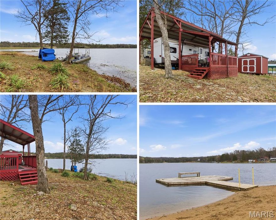 Lake life is calling! If you’ve been dreaming of a place to slow down, breathe deeper and reconnect—this is it!  Welcome to Cedar Lake, a private 50-acre lake community where fishing, swimming and peaceful surroundings set the tone for everyday living.

This charming lakeview lot is fully set up and ready to enjoy, featuring a 2016 Wildwood by Forest River camper, carport, shed and pontoon boat—all included—so you can start making memories right away. Imagine mornings with coffee overlooking the water and evenings spent soaking in the sunset. The kind of place you’ll never want to leave.

Located just steps from a quiet beach area with two pavilions and a dock, you’ll have easy access to swimming, kayaking, gathering and enjoying the outdoors. Cedar Lake offers a serene, community-focused atmosphere ideal for weekend escapes or a simple, low-maintenance getaway.

Conveniently located just minutes from Farmington for shopping and dining, and near popular outdoor destinations such as St. Francois State Park, Pickle Springs Natural Area, Johnson’s Shut-Ins State Park, and Elephant Rocks State Park, this property offers the perfect balance of accessibility and peaceful seclusion. Don’t just imagine lakefront living—own it.