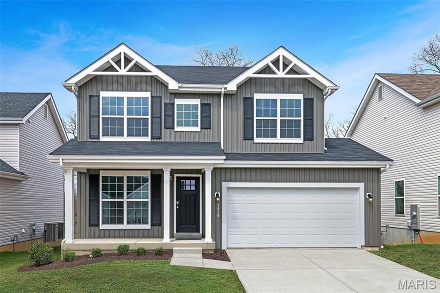 New McBride Homes Sterling 4BR 2.5BA is ready now! Walkout homesite! Perfect for entertaining, the main level features wood laminate flooring, 6-ft windows, and an open layout. The extended kitchen includes a center island, quartz countertops, level 4 Winstead Burlap 42” cabinets, walk-in pantry, and stainless-steel GE appliances. The dining area opens to the backyard through a sliding glass door. Upstairs, you’ll find the primary suite with a walk-in closet, a private bath with a walk-in shower, double sinks & linen closet. Three additional bedrooms, full bath & laundry area add convenience. LL includes a ¾ bath rough-in for future finish. Winding Meadows offers new homes w/a serene country feel, minutes from Gravois Bluffs & in the Northwest School District. With easy access to Hwy 141, 30, & I-270 for shopping/entertainment. Enjoy peace of mind with McBride Homes’ 10 year builders warranty & incredible customer service! Similar photos shown.