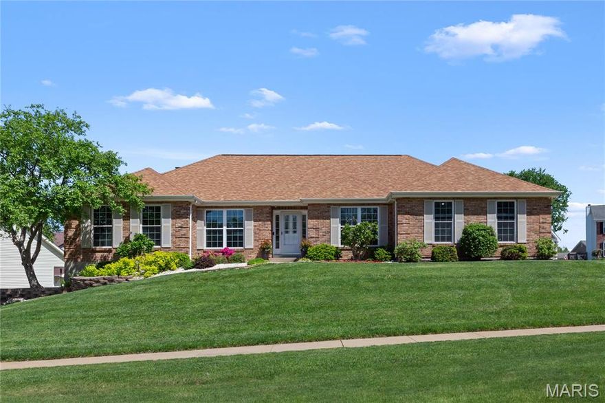 *MUST SEE* $200k+ in RECENT UPGRADES! Luxury OPEN VAULTED ranch in Wilshire Valley with finished walkout lower level, on 1/3 ACRE LOT close to Schaefer Park (playground, trail, pavilion). Timeless curb appeal with BRICK FRONT, fiber cement siding, newer windows, charming COVERED PORCH, side-entry 3-CAR GARAGE & lush landscaping with irrigation. Foyer opens to office & dining room. HARDWOOD FLOORS span most of main level, along with NEW carpet & fresh paint. Vaulted living room with brick gas fireplace. Elegant kitchen with GRANITE, high-end 42" soft-close cabinets, pull-outs, chef-quality GE Cafe appliances (refrigerator stays) & bright breakfast room. Primary suite with bay window, French doors to SPA-LIKE BATH, dual vanity, double MULTI-HEAD shower, skylight, timed HEATED FLOOR, plus walk-in CUSTOM CLOSET. Hall bedrooms share bath with tub/shower combo & skylight. Newer COMPOSITE DECK, ideal for entertaining. Downstairs rec room with dual walkout (sauna stays), half bath & generous storage. NEW water heater, newer HVAC systems. Near Highways 364/94/70 & top-rated schools.