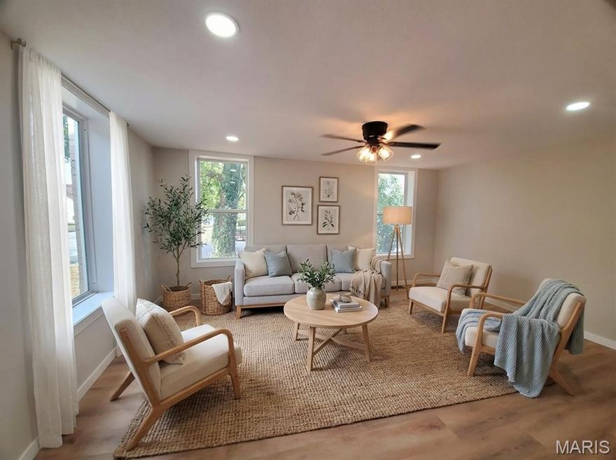 This one could be in a magazine!  Gorgeous features in this 1,877 sq ft 3-bed, 2.5-bath home make it truly one-of-a-kind and completely move-in-ready! Featuring new flooring, paint, trim & fixtures throughout, you'll appreciate the spacious & sunny living room, leading into the brand-new kitchen. New counters, cabinets & stainless-steel appliances will convey. You'll enjoy having a walk-in pantry with additional counter & cabinet space, and a nice mudroom/entry room between the house & private side patio that leads to the garage. Wait until you see the master! The bedroom includes a full closet and attached bath with custom tile shower, new vanity, fixtures & flooring. Leading upstairs you'll find a new staircase, two full bedrooms with closets, and a new bath with tile shower and all new fixtures & flooring. The HVAC is less then 5 years old and has just been serviced, more insulation was added this year, and with double pane windows, a metal roof & vinyl siding, this is an efficient & low maintenance home. Electric and plumbing have also been recently updated.  The full basement is solid and offers plenty of storage and currently houses the utilities. There isn't much here that hasn't been touched!

Don't let this prime location getting away: just two blocks from Palmyra Middle School, this corner lot location on a shaded yard & quiet street won't last long!