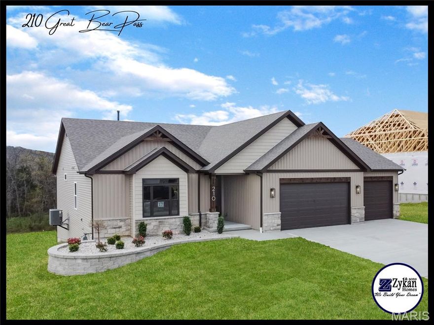 For comp purposes only. Welcome to Stone Canyon, a Zykan and Sons Homes Community in Foristell, MO. Here you’ll find many great floor plans to choose from all on amazing estate style homesites. All lots are a minimum of .33 acre (14,500+ sq/ft) and some are well over twice that size and many of them back to trees/woods and common ground! Located in the Wentzville School District, Stone Canyon residents will attend North Point High School. So much comes standard in this development that is optional elsewhere such as 3car garages, sill high brick front elevations, fully sodded yards, and too much more to list