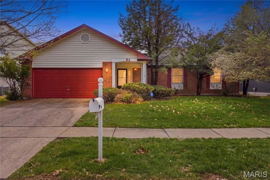 With nearly 2,000sf, an open floorplan, and a fantastic backyard, 1yo roof, 4yo HVAC, and newer Renewable by Andersen Windows throughout...this beauty is loaded with potential!  The home is absolutely habitable in its current state, but the home's true promise comes with the vision of the next owner.  Located in the Rockwood School District, and positioned near the back of a mature subdivision, the next owner will love the convenient location and relative privacy!  The covered front porch and entry foyer provide a lovely first impression, while the builder upgrades set the home a part from the competition, including vaulted ceilings, skylights, wood-burning fireplace, bay window & main level laundry.  The large kitchen provides ample space to get creative with a future renovation, and the connecting breakfast room and adjoining dining room is perfect for entertaining.  Two comfortably sized secondary bedrooms, hall bath, and a primary bedroom suite with walk-in closet complete the main level.  A dry, wide open unfinished lower level with rough-in is just awaiting your finishing touch!  Two-car garage, flat, fenced & functional back yard with covered patio, and irrigation system completes this gem!  Home to be sold as-is.