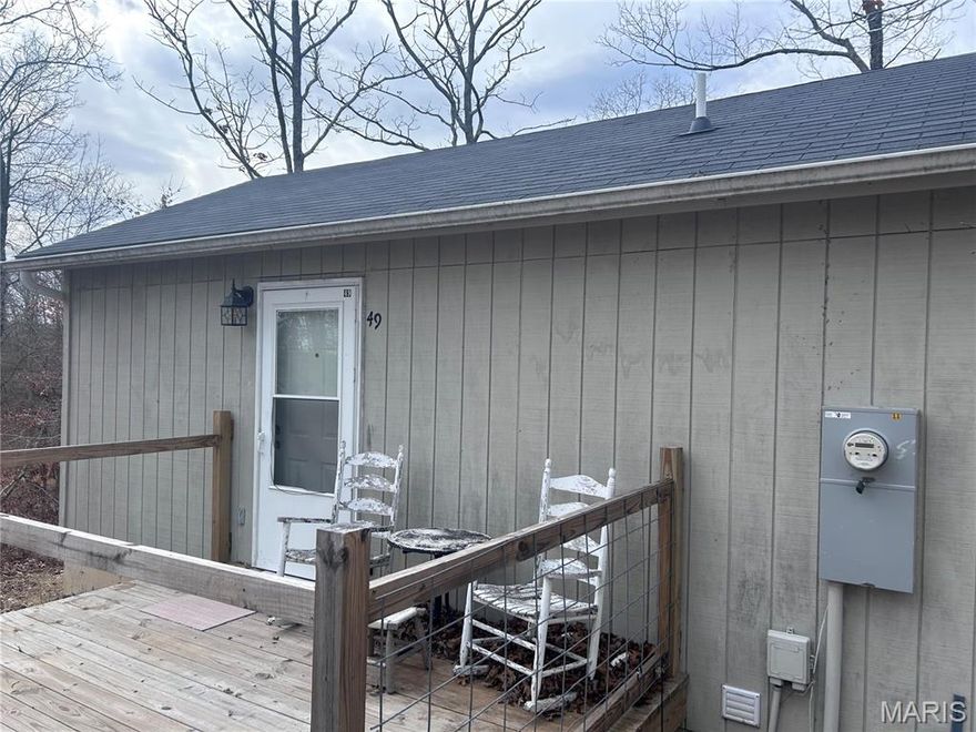 CUTE CABIN 4 CLAN.. bring everyone to stay at your playground!  This charming gem has a full walkout basement, is minutes from Huzzah Conservation Area Creek River Access, where The Huzzah and Courtois Creeks come together and merge into the Might Meramec.  This has a loft area, a cute floor plan, and the basement is ripe for your finishing plans.  This spells "weekend retreat" a fun way to start a Friday. HOA = Homeowners Association dues are $45.00 per month, a very reasonable fee.  Everything there stays with the cabin.  Hunting is great just across the Creek/River with USA & Missouri State Forestry planted everywhere in this general area.  The charm of Steelville will stay with you as you meander down the Main Drag and dine and shop in my favorite places and we have 2 amazing parks to visit one with a spring fed creek running through town.  Lockup and Leave only to dream about next weekend!  Act quick, might not last long at this price