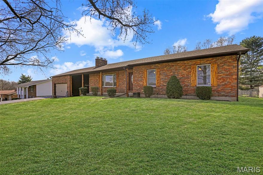 Rare opportunity to own this custom, one-owner full brick ranch situated on a sprawling 1/2-acre lot on the desirable west side of town. Meticulously maintained and thoughtfully updated throughout, this home offers both quality craftsmanship and modern finishes. The main level features 3 bedrooms and 2 full baths, a spacious great room with an electric fireplace, and an updated kitchen complete with Quartz countertops, tiled backsplash, laminate flooring, and stainless-steel appliances including refrigerator, stovetop, double oven, dishwasher, and built-in microwave. The adjoining breakfast room offers generous space and a beautiful bay window overlooking the peaceful backyard. The primary suite includes a walk-in closet with custom shelving and an updated bath featuring a marble shower and vanity. The partially finished lower level provides additional living space with a wet bar, woodburning fireplace, and game room perfect for entertaining. Additional highlights include hardwood floorings in the great room, dining room and hallway, Anderson windows throughout, an oversized 2-car garage with electric, a utility shed, and a serene, expansive lot! Opportunities like this are rare! Schedule your showing today! Seller is offering a one-year home warranty at closing through Choice Home Warranty, Ultimate Package, at a cost not to exceed $660.00. Freezer in the lower-level stays!