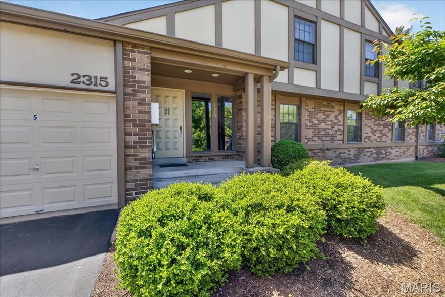 Ground-level condo offering one-level living with 2 bedrooms and 2 full baths, located in a secure building. This unit is move-in ready with fresh paint and new carpet throughout!  The living room has bright natural light with sliding glass doors that open to a private patio with views of trees and common ground. The living room adjoins the dining area for a functional, open layout.  The updated kitchen also has direct access to the patio and offers stainless steel appliances (refrigerator stays), granite countertops, tile flooring, tile backsplash, and a pantry.  The primary suite includes two closets (one walk-in) and a private bath with a new vanity. A second bedroom and full bath provide flexible space for guests or a home office.  Additional features include in-unit washer and dryer (both stay), a one-car attached garage, and a 10x10 storage unit in the basement.  Enjoy maintenance-free living with amenities including a pool, clubhouse, and tennis court. Monthly fee also covers snow removal, mowing, exterior maintenance, sewer, trash, and water.  And a wonderful location next to Creve Coeur Park and Lake.