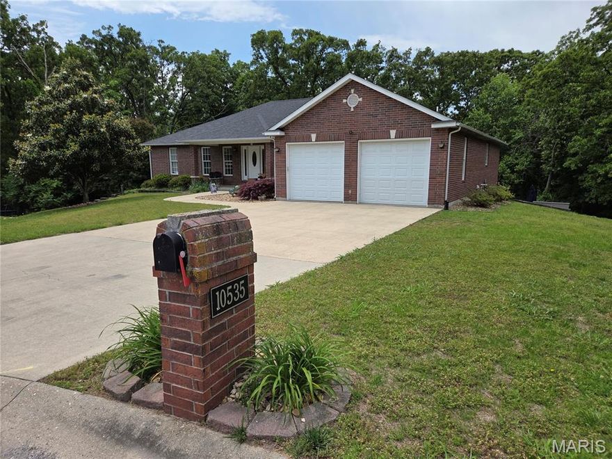Nestled on a quiet cul-de-sac in a highly sought-after subdivision, this meticulously maintained brick ranch offers an exceptional combination of space, comfort, privacy and timeless style. Thoughtfully designed for both everyday living and effortless entertaining, this home has far more space than first meets the eye, unfolding into over 4100 square feet with 6 bedrooms, 3 full baths, and 1 half bath. The main level features hardwood flooring throughout the primary bedroom and main living areas, a vaulted living room ceiling, main-level laundry, and a natural gas fireplace that adds warmth and character. The kitchen is both stylish and functional, showcasing rich cherry-finished cabinetry, granite countertops, and stainless-steel appliances, including a new microwave and new refrigerator. Just off the kitchen, the 19'x14' deck overlooks the beautiful in-ground pool and private, tree-lined backyard with no visable rear neighbors, creating the perfect setting for relaxing or entertaining. The spacious primary suite offers a tray ceiling, two walk-in closets, an additional linen closet, and a well appointed bath with double vanities, a jetted tub, and separate shower. Four of the six bedrooms feature walk-in closets, adding to the home's impressive storage and functionality. The finished walkout basement expands the living space with a large family room/game room, a second natural gas fireplace, two additional bedrooms, and a full bath. The lower level opens to patio space by the pool, further enhancing the home's inviting Indoor-outdoor appeal.  Its generous layout offers exceptional flexibility for recreation, media space, or hosting large gatherings with ease. Additional highlights include a brand new roof, an attached 23'x23' 2-car garage, an 18x18 John Deere garage, and an impressive 33'x14' storage room offering remarkable space, a private setting, and beautifully integrated indoor and outdoor living, this is a standout offering in a premier location.