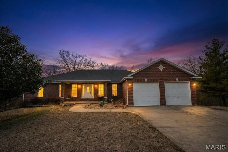 Nestled on a quiet cul-de-sac in a highly sought-after subdivision, this meticulously maintained brick ranch offers an exceptional combination of space, comfort, privacy and timeless style. Thoughtfully designed for both everyday living and effortless entertaining, this home has far more space than first meets the eye, unfolding into over 4100 square feet with 6 bedrooms, 3 full baths, and 1 half bath. The main level features hardwood flooring throughout the primary bedroom and main living areas, a vaulted living room ceiling, main-level laundry, and a natural gas fireplace that adds warmth and character. The kitchen is both stylish and functional, showcasing rich cherry-finished cabinetry, granite countertops, and stainless-steel appliances, including a new microwave and new refrigerator. Just off the kitchen, the 19'x14' deck overlooks the beautiful in-ground pool and private, tree-lined backyard with no visable rear neighbors, creating the perfect setting for relaxing or entertaining. The spacious primary suite offers a tray ceiling, two walk-in closets, an additional linen closet, and a well appointed bath with double vanities, a jetted tub, and separate shower. Four of the six bedrooms feature walk-in closets, adding to the home's impressive storage and functionality. The finished walkout basement expands the living space with a large family room/game room, a second natural gas fireplace, two additional bedrooms, and a full bath. The lower level opens to patio space by the pool, further enhancing the home's inviting Indoor-outdoor appeal.  Its generous layout offers exceptional flexibility for recreation, media space, or hosting large gatherings with ease. Additional highlights include an attached 23'x23' 2-car garage, an 18x18 John Deere garage, and an impressive 33'x14' storage room. A new roof is expected by end of March.  Offering remarkable space, a private setting, and beautifully integrated indoor and outdoor living, this is a standout offering in a premier location.